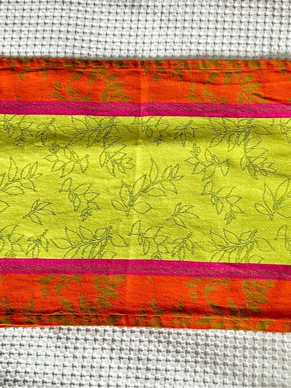 Bright Lime Green & Orange Leaf Print Runner
100% Cotton